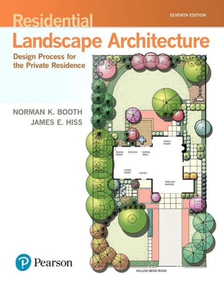 Cover of Residential Landscape Architecture: Design Process for the Private Residence (7th Edition) by Norman Booth and James Hiss – landscape design textbook.
