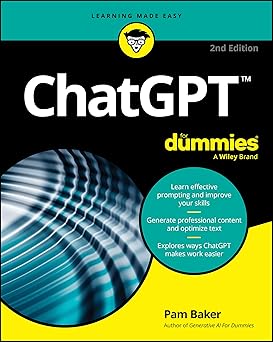 ChatGPT For Dummies 2nd Edition cover, by Pam Baker – yellow “For Dummies” style design with title and author name